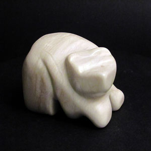 "Hey There" - white alabaster bear