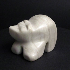 "Hey There" - white alabaster bear